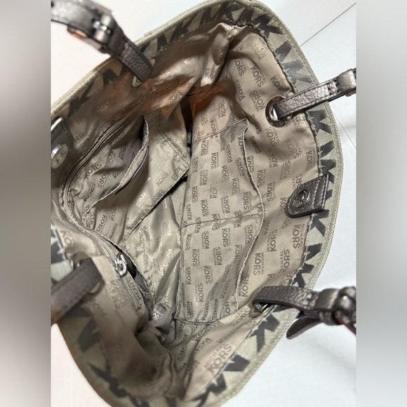 Michael Kors Jet Set Travel Top Zip Signature Monogram Tote Handbag for Women - Picture 7 of 14